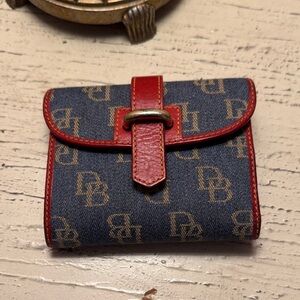 Dooney & Bourke Red Trim Blue Monogram Wallet